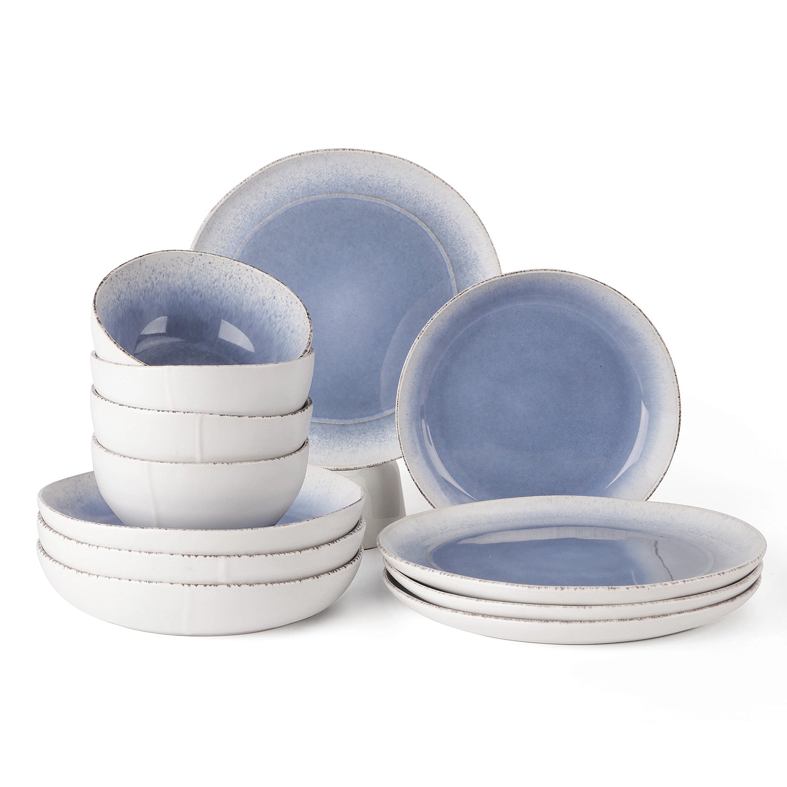 DOWAN Caymere Coastal Blue Dinnerware Set Review: Reactive Glaze Ceramic at $109.99