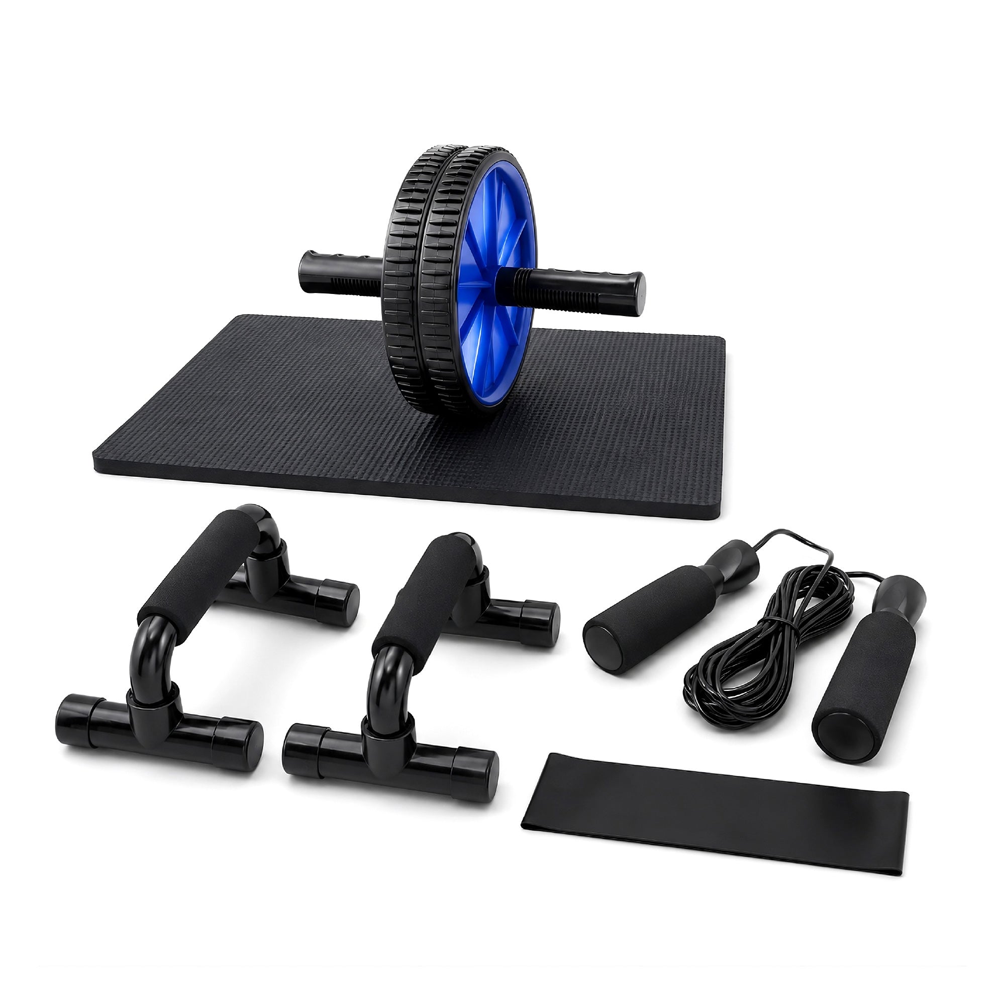 LTD Commodities 5-Piece Home Workout Set Review: Ab Wheel, Push-Up Bars, Rope, Band and Mat