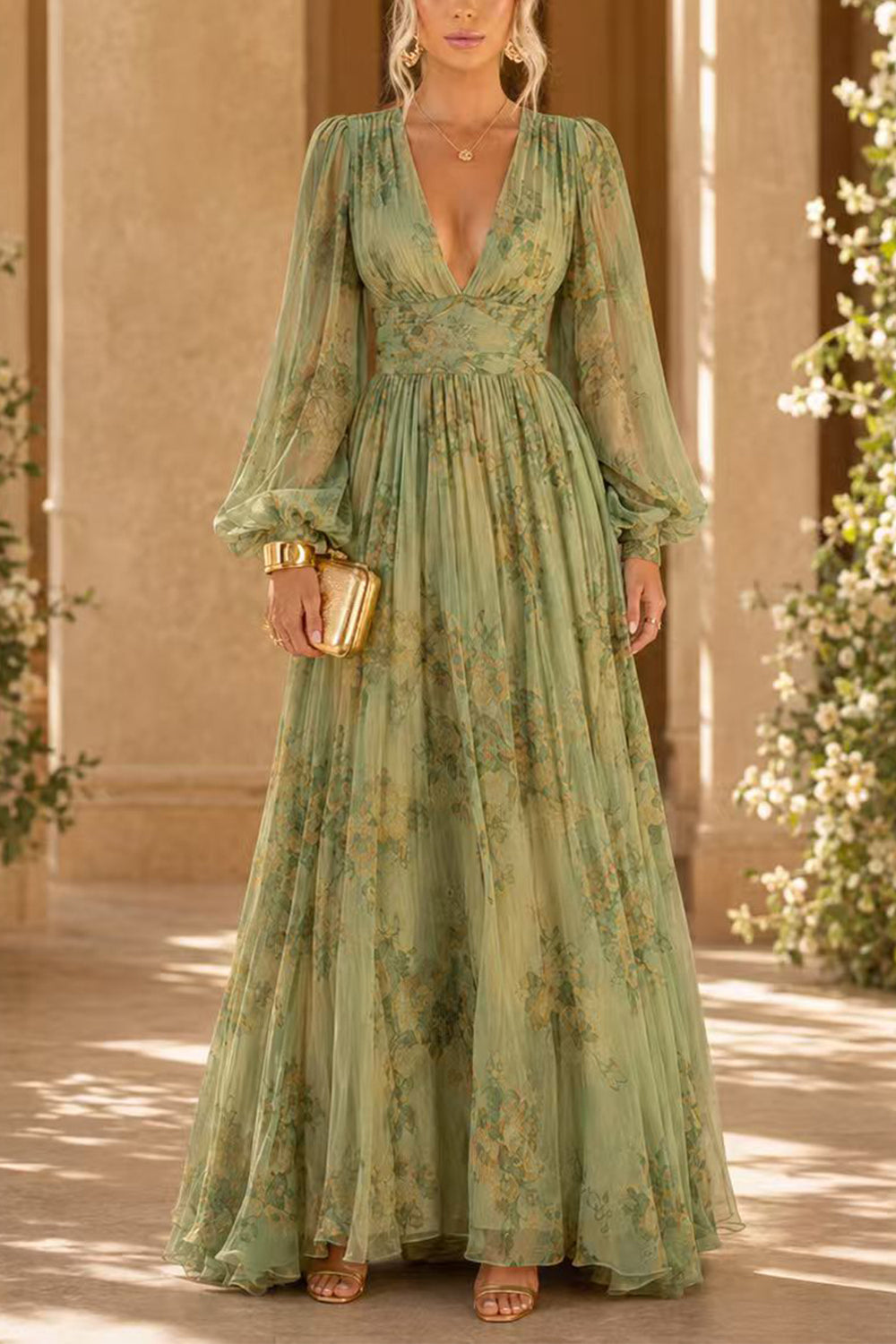 Margovil V-Neck Puff Sleeve Floral Maxi Dress Review: Romantic Style for $49