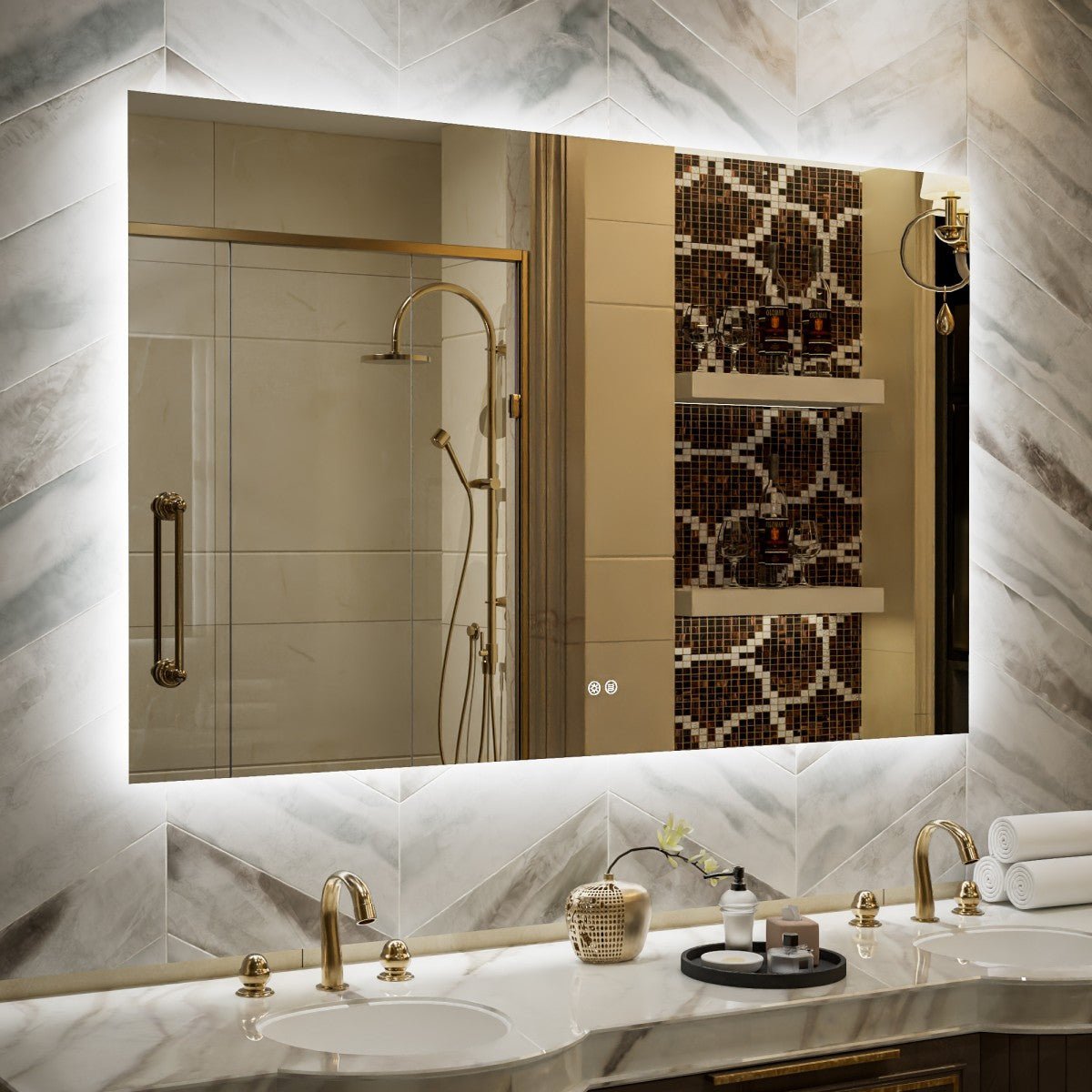Navi LED Bathroom Mirror 55" x 40" Review: Lighting, Safety and the Anti-Fog Catch
