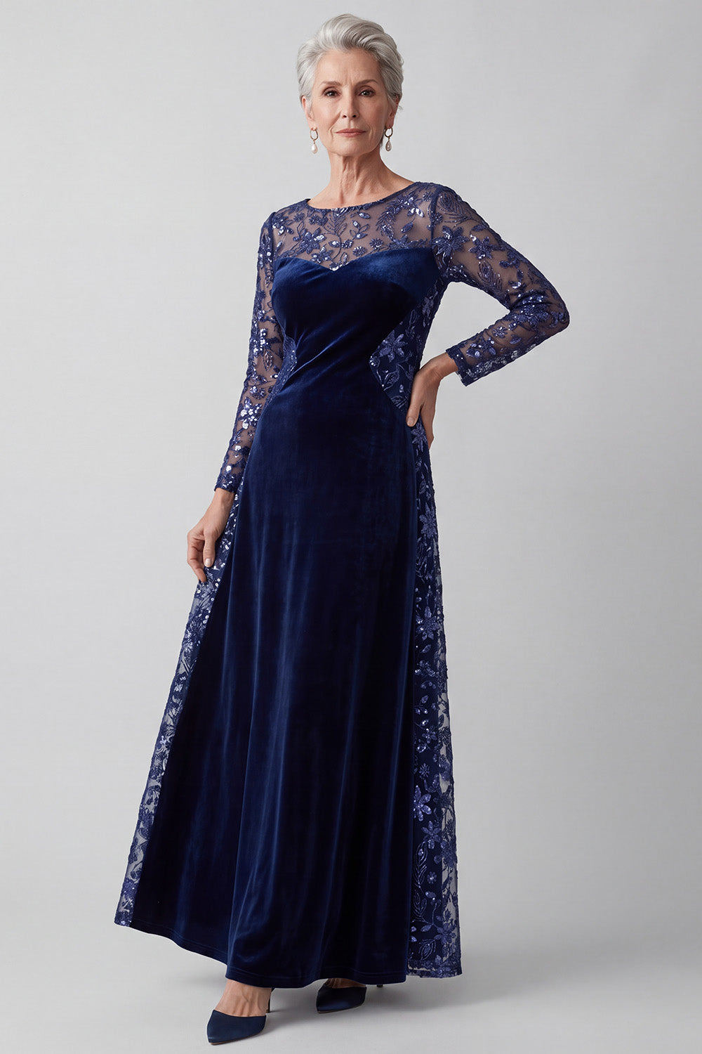Wedtrend Navy Illusion Neck Mother of the Bride Dress Review: Sizes US2 to US26W